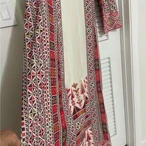 Elegant Red and White Embroidered Dress